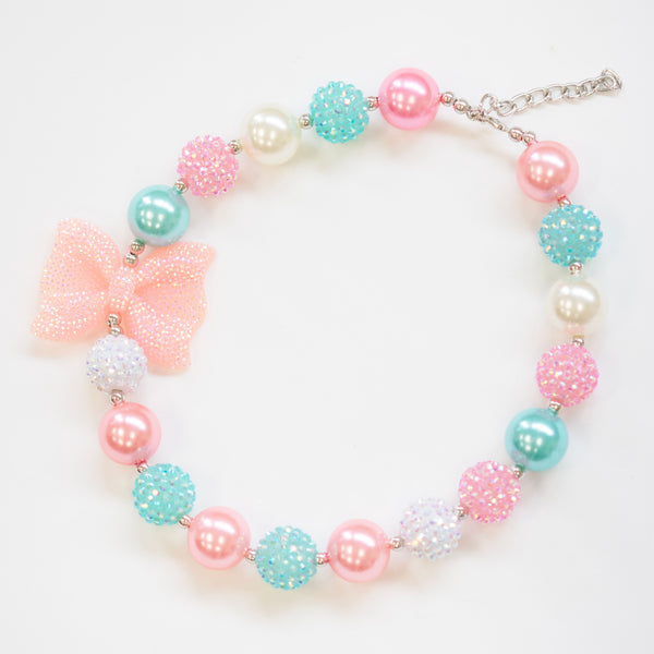 Pink & Teal Bubblegum Bead Necklace