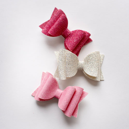 Set of Three Glitter Bows